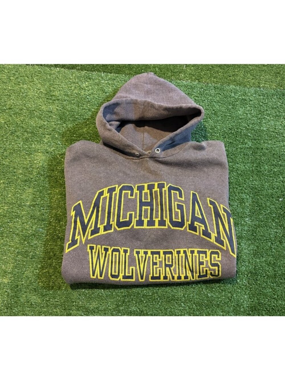 Vintage Michigan Wolverines hoodie mens small gray yellow football sweatshirt 90
